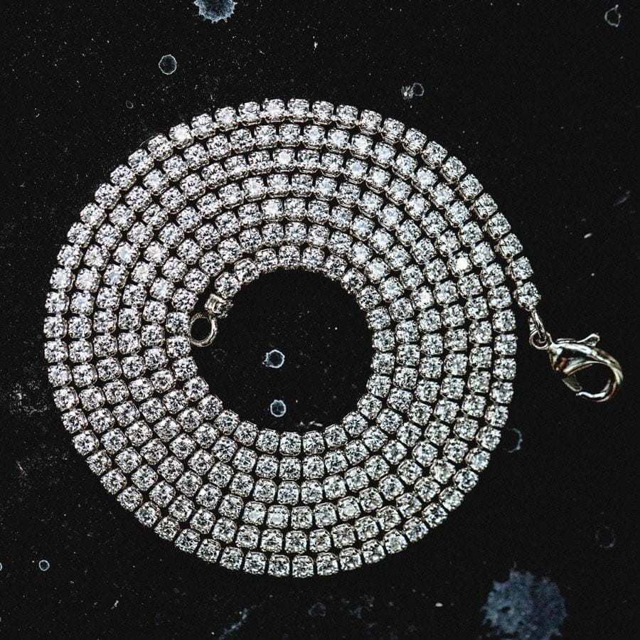 20" Micro Tennis Necklace in White Gold