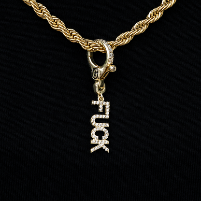 "Fuck" Clip On Charm Pendant in Yellow Gold