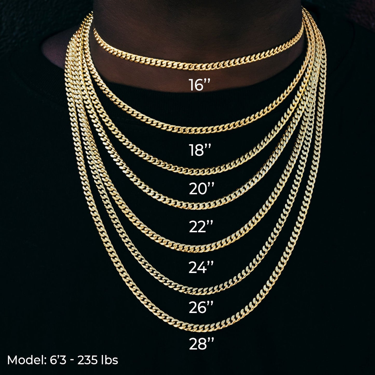 Cable Chain in Yellow Gold - 3mm