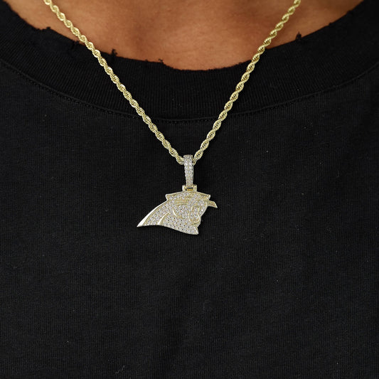 Carolina Panthers Official NFL Micro Logo Pendant in Yellow Gold