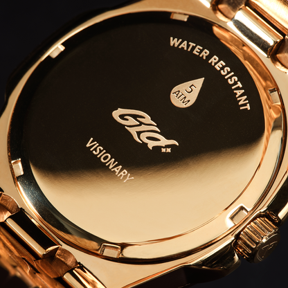 39MM Visionary Plain Case & Green Dial Watch - Yellow Gold