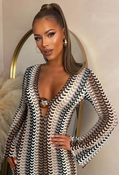 Bring On The Style Brown Zig Zag Maxi Dress