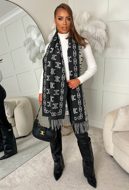 Designer Lover Black Printed Scarf